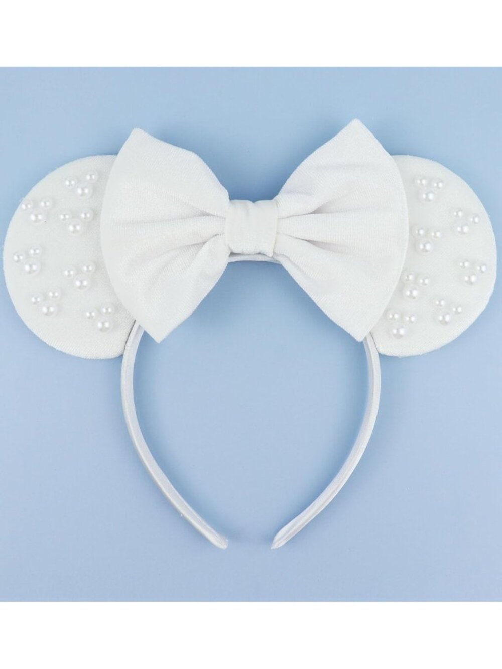 Women White Polyester Velvet Mickey Mouse Halloween Costume Headband